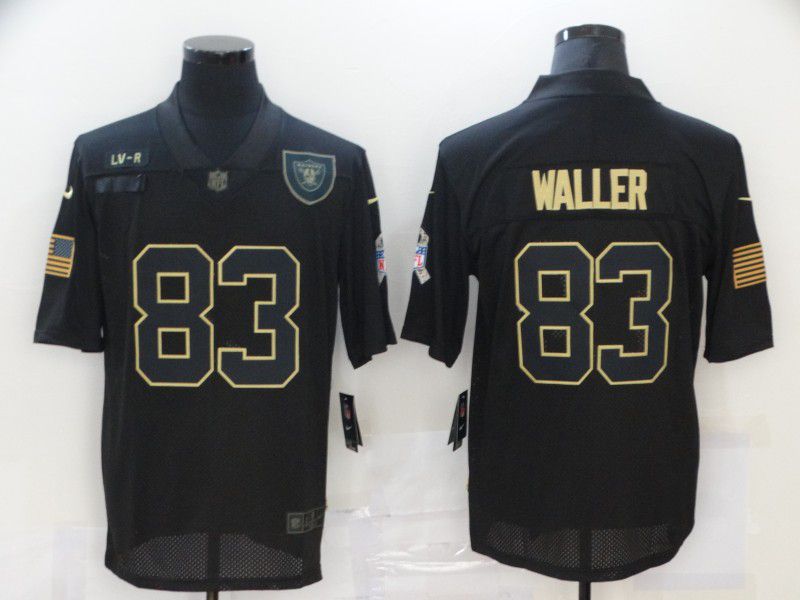 Men Oakland Raiders #83 Waller Black gold lettering 2020 Nike NFL Jersey->chicago bears->NFL Jersey